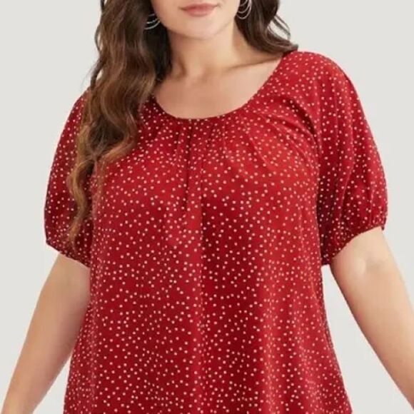 BloomChic Tops - NWT 🆕️Bloomchic Red Polka Dot Pleated  Blouse size 22-24/3X